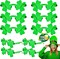 10 Pairs St. Patrick's Day Shamrock Sunglasses, Green Four Leaf Clover Glasses Eyeglasses, Lucky Plastic Shades Eyewear Accessories for St. Patricks Party Props, Party Favor Supplies